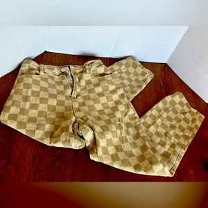 Tan Checkered Jeans, Size Small, LAST CHANCE